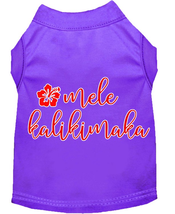 Mele Kalikimaka Screen Print Dog Shirt Purple XS